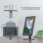 Mount-It! Lockable Tablet Countertop Stand for Samsung Tab A9+, S9, S9 FE, S8, A8 – Anti-Theft POS Stand, Fully Enclosed Security Case, Freestanding or Bolt-Down, Rotating & Tilting Display, Steel
