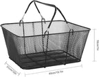 Set of 12 Shopping Baskets with Handles, Portable Black Metal Shopping Basket 15.7" x 12" x 7" Wire Mesh shopping Basket with Stand for Retail Stores Supermarket Grocery