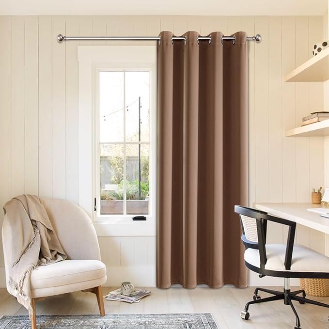 ChrisDowa Blackout Curtains 120 Inches Long for Living Room, Grommet Thermal Insulated Room Darkening Curtains for Bedroom (1 Panel Set, Cappuccino, 52W x 120L)