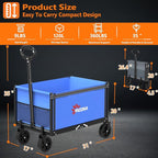 YACONA 3 in 1 Wagons Carts Foldable, 360LBS Lightweight Wagon with All Terrain Wheels, Collapsible Wagon Cart for Grocery, Camping, Beach, Garden & Sports