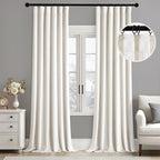 MIULEE Velvet Curtains 63 Inches Long 2 Panels Set for Living Room Bedroom, Cream Pinch Pleat Back Tab Luxury Thermal Insulated Light Blocking Drapes Pleated Blackout Window Curtains with Hooks Ivory