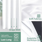 White Blackout Curtains for Bedroom 63 Inch Length, Black Out Thermal Insulated Grommet Window Drapes for Living Room, 2 Panels Set, Each 42 Inch Wide