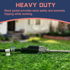 15 Ft Outdoor Extension Cord - 12/3 SJTW Heavy Duty Black Extension Cable with 3 Prong Grounded Plug - Power Cord for Lawn, Garden, Appliances