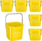 Roshtia 6 Pcs 3 Quart Cleaning Bucket Small Sanitizing Square Bucket Detergent Pail for Home Commercial Restaurant Kitchen Office School (Yellow)