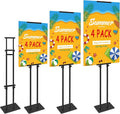 Poster Stand Heavy Duty - Adjustable Pedestal Poster Stands for Display Foam Board Signage, Double Sided Black Floor Standing Sign Holder Height up to 80 Inch, 4 Pack