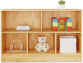 wingyz Montessori Bookshelf Rubber Soild Wood, 5-Section Wooden Storage Cabinet, 2 Shelf Bookcase Toy Storage Organizer, 35.4" L Montessori Shelf for Kids Rooms Classroom Nursery Daycare, Child-Safe