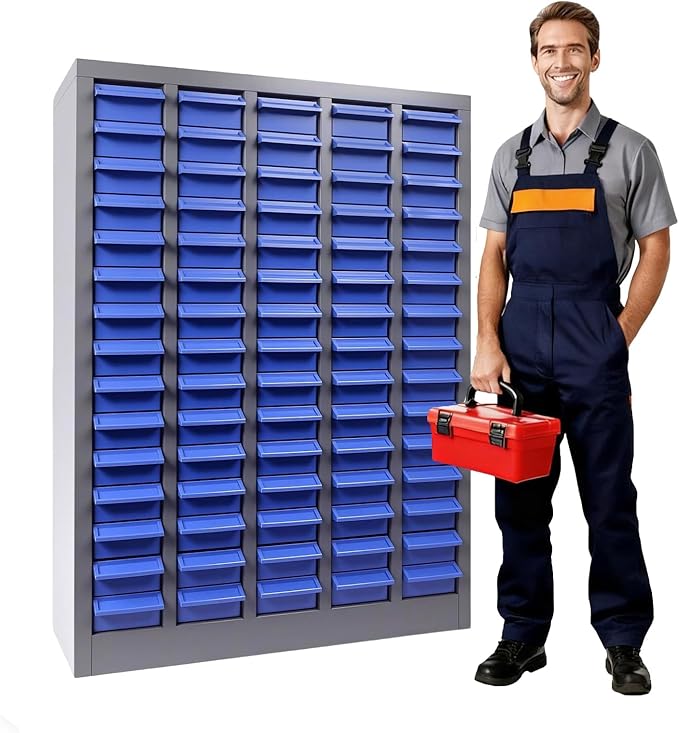 75 Drawers Parts Cabinet for Nuts, Bolts, Screws, Nut and Bolt Organizer with ABS Material Drawer, Bolt Bin Tool Storage Cabinet in Workshop, Garage, Office (75 Drawers)