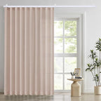 Faux Linen Semi Sheer Room Divider Curtain with Flexible Ceiling Track, Light Filtering Privacy Curtains for Patio Sliding Glass Door Living Room Bedroom Room Divider, Light Coffee, W72xL72, 1 Panel