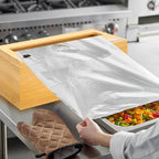 18 Inch Plastic Wrap Dispenser with Slide Cutter – Commercial Butcher & Freezer Paper Dispenser for 3000ft Film, 1000ft Foil & Kraft Rolls, Heavy Duty Bamboo for Restaurant & Kitchen