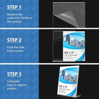 Acrylic Sign Holder 8.5 x 11 10 Pack, Double-Sided Clear Sign Holder Plastic Stands for Display, Table Sign Stands, T Shape Flyer Holder