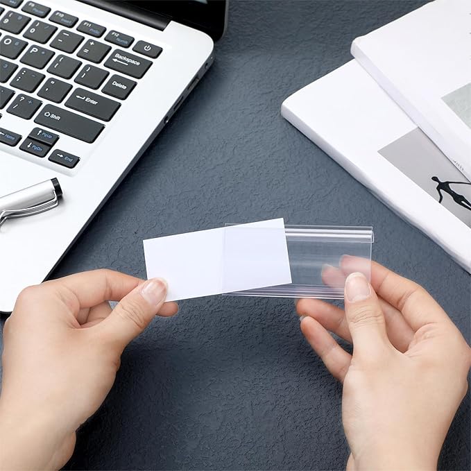 Kathfly 100 Pcs Plastic Wire Shelf Label Holder, Sign and Ticket Holder Clips with Paper Insert Area 3"x1.25" Compatible with Metro 1-1/4 Inch Shelves, Label Inserts Included