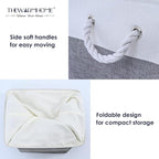 TheWarmHome Small Storage Baskets for Organizing,Storage Baskets for Shelves,Small Fabric Storage Bins W/Handles For Closet Nursery Toy Decorative Foldable (White&Grey, 11.8L*7.9W*5.2H-6 Pack)