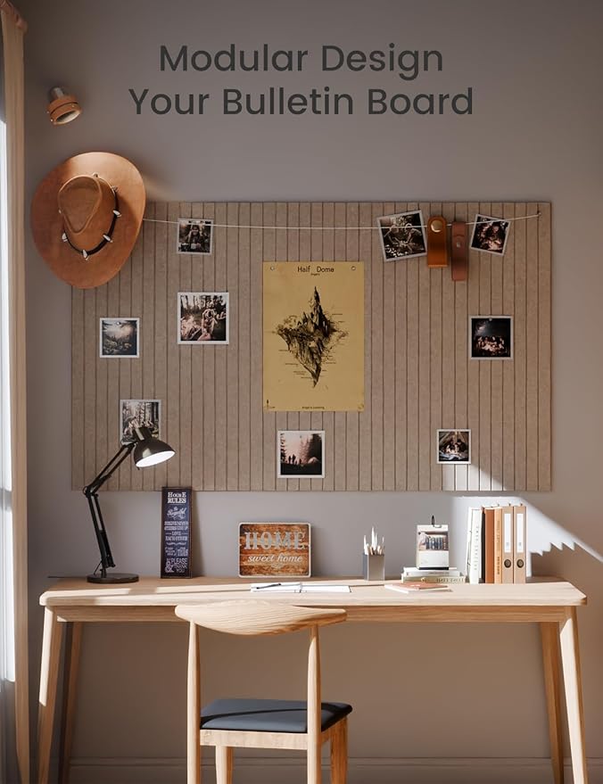 Large Felt Bulletin Board 36"x24" Cork Board Alternative - 6 Pack with 40 Safe Removable Adhesive Tabs, Cork Boards for Walls for Home Office Classroom Pin Board-Taupe