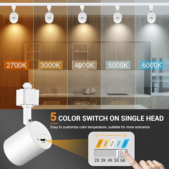 VANoopee 5-Color 12-Light LED Track Lighting Kit with 13FT H Type Track Lighting Rail LED Track Light Heads Dimmable Modern Kitchen Track Lighting Fixtures Ceiling Spotlight, CRI90+ 10W 800lm White