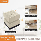 Bed Risers, Furniture Raise Blocks, 3 inch Stilts Heavy Duty for Bed Couch Desk Sofa Table Lifts, Furniture Legs Lifters Support up to 1300 Lbs (Beige, 8 Pack Set)
