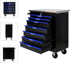 7 Drawer Rolling Tool Chest with Locker, 25.9" D Metal Movable Lockable Tool Cart Box Multi-Functional Hardware Storage Cabinet Box for Warehouse Basement Home Pantry Garage