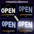 Open Signs for Business, 30"x10" Dimmable Large LED Open Light Up Sign with Hanging Installation for Salon Gym Cafes Store Office Bar Hotel Pubs Cold white