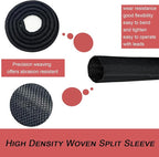 Braided Split Wire Loom Black Wire Cover Protective Harness Tubing Cable Management Self Wrap Cord Sleeve Mesh Woven 5/16"-24ft