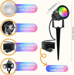 Christmas Spotlights Outdoor: RGBW LED Spot Light Plug in 120V Remote Control 16 Color Changing Landscape Spotlights for Yard Outside House Garden Lawn Path Tree Holiday Décor, 4 Pack (RGB+Warm White)