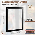 Thyle 2 Pack 8.5 x 11 Acrylic Window Sign Holder with Suction Cups and Black Frame, Clear Acrylic Frames Glass Door Wall Mount Advertising Signage Sign Holder for Mall, Office, Home, Store, Restaurant