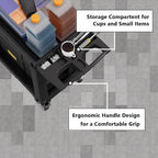 2 Tier Plastic Rolling Utility Cart on Wheels, Heavy Duty Tool Cart with Deep Shelves and 360° Swivel Wheels Holds up to 550 lbs, Service Cart for Warehouse,Garage, Cleaning (Black-M)