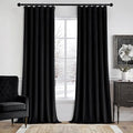 MIULEE Velvet Curtains 90 Inches Long 2 Panels Set for Bedroom, Pinch Pleat Back Tab Luxury Halloween Thermal Insulated Living Room Darkening Drapes Pleated Blackout Window Curtains with Hooks, Black