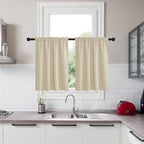 KGORGE Short Blackout Curtains 36 inch Length for Kitchen, Back Tab Rod Pocket Privacy Thermal Insulation Short Half Window Tiers Curtains for Bathroom Basement Offic, W34 x L36, Biscotti Beige