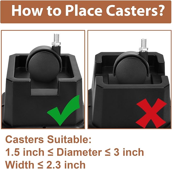 shouwuhho Bed Risers 2 inch, Furniture Risers Elevation in Heights 2 3 4 5 6 7 8 Inch Heavy Duty, Bed Lift Risers for Caster Wheels or Posts of Bed Table Couch, Support up to 6000 lbs, Black, 4 Pack