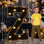 Pooqla 3FT Marquee Light Up Letters, Black LED Party Decor Large Marquee Letters 3 Feet Tall, Giant Mosaic Letter for Birthday Graduation Anniversary Wedding Decoration, Letter Z