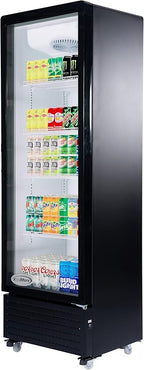KoolMore 23 in. One Glass Door Commercial Display Merchandiser Refrigerator Cooler in Black, ETL Listed, 10 cu. ft. (KM-MDR-1GD-10C)