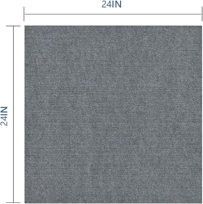 Carpet Tile 24” X 24” Self Adhesive Carpet Floor Tiles Anti-Slip Reusable Carpet Squares Peel and Stick Carpet Floor Tile Easy Install DIY for Bedroom Living Room (21, Dark Grey)