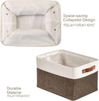 DECOMOMO Storage Baskets for Shelves - Fabric Storage Bins, Linen Closet Organizers and Storage (Brown & White, Large - 4 Pack)