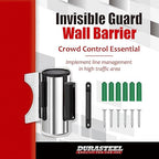 DuraSteel Wall Mount Retractable Belt Barrier - 9.2 Ft Red Belt in Sturdy Stainless Steel Case - Guardian 1.0 Indoor & Outdoor Do Not Cross Caution Tape for Crowd Control Queue Barrier, Line Divider