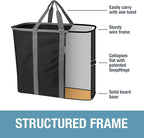 CleverMade Collapsible Laundry Caddy - Gray Stone Gray 2 Pack 64L / 17 Gal - Foldable Storage Organization Container Clothes Room Storage Solution