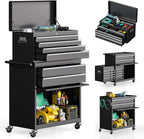 Tool Chest, 8-Drawer Large Rolling Tool Storage Cabinet with Enhanced Packaging, Detachable Top Tool Box with Tray Divider, Liners, Metal Tool Cart for Garage Workshop, Black