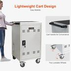 Laptop Charging Cart,32 Devices Tablet Storage Carts for Pad Up to 16.3" Screen Size, Classroom Computer Mobile Charging Station for Pads,Chromebooks,Laptops,Security Storage (30+2 Bay-White)