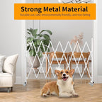 Expandable Barricade Gate,82" Metal Safety Barrier Gate with Casters,Accordion Garden Yard Outdoor Indoor Fence Folding Security Dog Gates Wall Mount,White