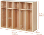 Sleekline 5-Section Toddler-Sized Coat Locker, Kids Furniture, Natural