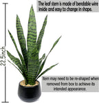Bird Fiy Artificial Snake Plant 22.5" Faux Agave Fake Sansevieria Artificial Potted Plants for Indoor and Outdoor Home Office Décor