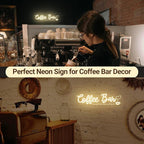 Coffee Bar Neon Sign with Timer Remote Dimmer, Warm White LED Coffee Light for Cafe Shop Station Home Kitchen Bar Cart Event Area Party Gift for Lover Friends Family - Warm White 3