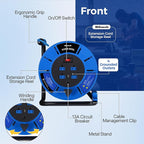 80 FT Retractable Extension Cord Reel, 14AWG Heavy Duty Power Cord with 4 Grounded Outlets, USB-A & USB-C Ports, 13A 1625W, Portable Hand Crank for Indoor Outdoor Use, ETL Listed U80ACR06