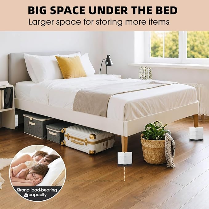 Furniture Risers Bed Risers - Rectangular Adjustable Block Riser for Raising 1.5-3 in. & 4.3 in. Beds, Tables, Sofas, Refrigerators, Washers - Up to 4,000 Pounds (White, Two Layers 3inches)
