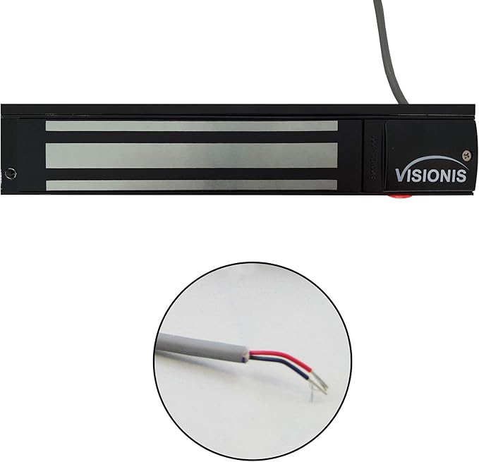 Visionis VS-VISML600LED-BL Indoor 600lbs Black Electromagnetic Lock with LED Sensor for Door Access Control