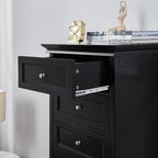 Tall Black Dresser for Bedroom with 7 Drawers, 52" Tall Modern Style Wooden Lingerie Chest with Crown Molding and Solid Wood Ball Legs, Anti-0xidation Zinc Alloy Knob(Black)