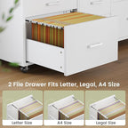 SEDETA 6 Drawer File Cabinet with Power Strip, 47" Wood Mobile Lateral Filing Cabinet fits Legal/Letter/A4 Size for Home Office, Printer Stand with Storage Shelf and Led Lights, White