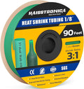 haisstronica 3:1 Heat Shrink Tubing, Shrink Ratio Adhesive Lined Marine Grade Heat Shrink Tube for Home, Automotive and Industrial (Green) 90FT 1/8inch
