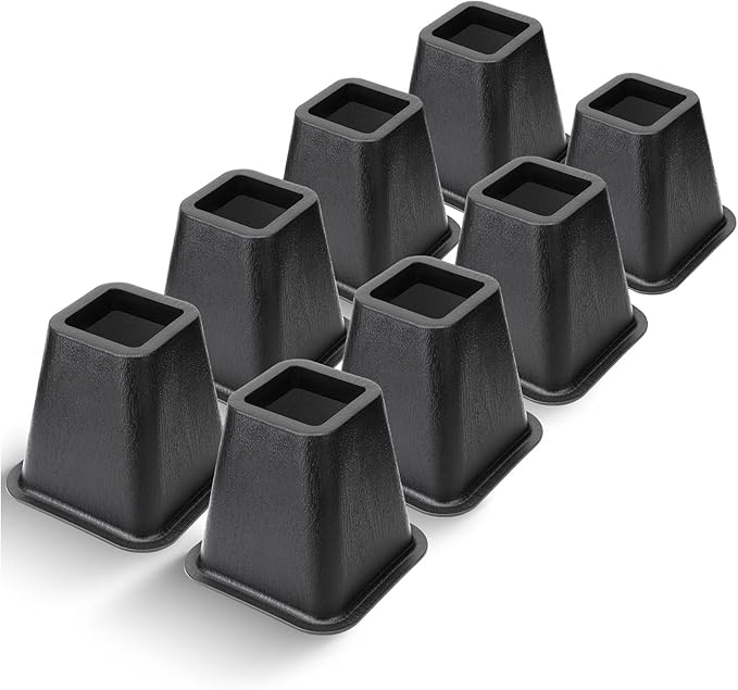 Bed Riser/Furniture Lift Bed/Bed risers/Furniture Lifter/Table risers/Frame Risers Create Under Bed Storage Heavy Duty for Furniture Height Adjustment (Black 8 Pack, 6 Inch)