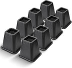 Bed Riser/Furniture Lift Bed/Bed risers/Furniture Lifter/Table risers/Frame Risers Create Under Bed Storage Heavy Duty for Furniture Height Adjustment (Black 8 Pack, 6 Inch)