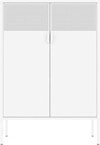 2 Mesh Door Metal Storage Cabinet with Adjustable Shelves, Multipurpose White Storage Cabinet, 3-Tier Office Cabinet,Metal Storage Cabinet for Office Home,Hallway (White, 47''H)