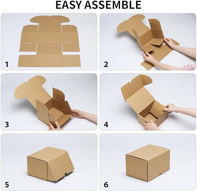 RLAVBL 7x5x4 Small Shipping Boxes Set of 40, Brown Corrugated Cardboard Mailer Box for Packing, Mailing, Business